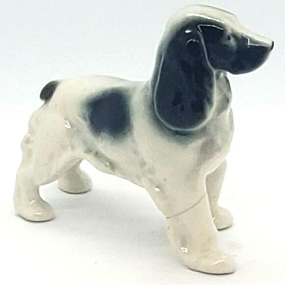 Black White Vintage American Cocker Spaniel Porcelain Figurine AS IS - Picture 9 of 12